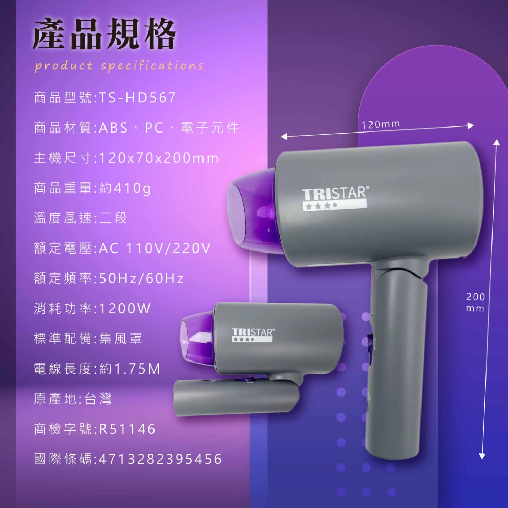 負離子折疊吹風機1200W商品介紹-1-6