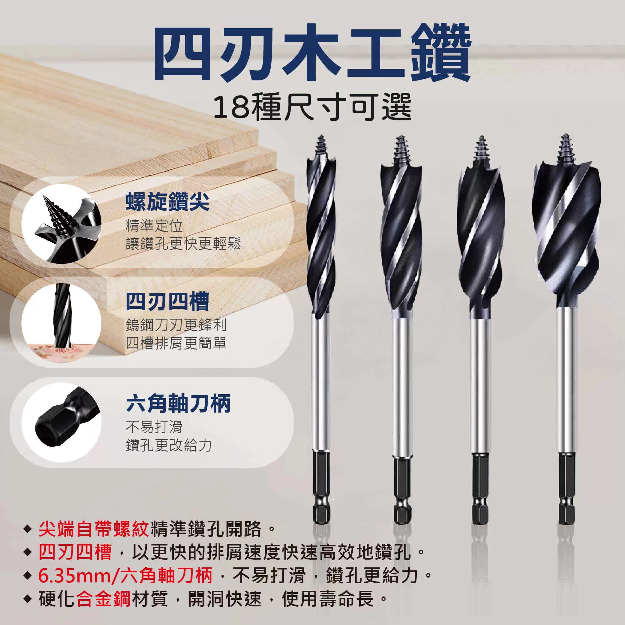 四刃木工鑽頭9*165mm商品介紹-1-1