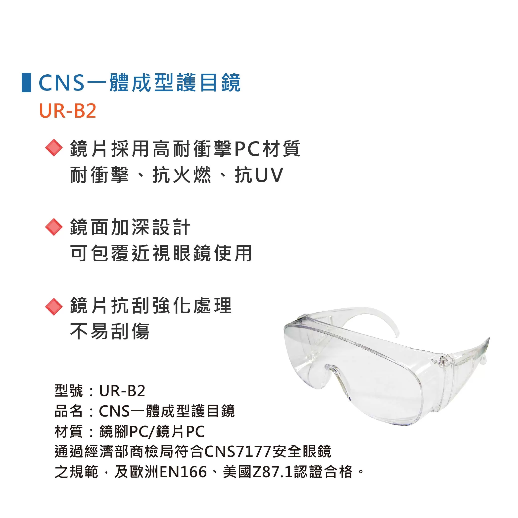 CNS一體成型護目鏡(透明SG401)商品介紹-1